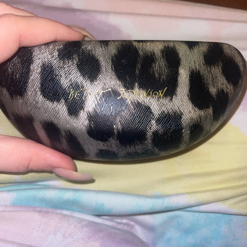 Betsey Johnson Black and Gray Leopard Print Sunglasses Case